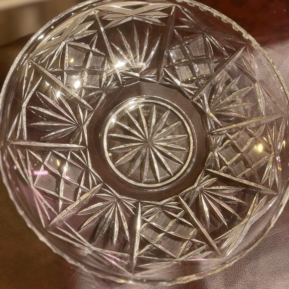 Vintage Czech Bohemian Hand Cut Crystal Antique Round Bowl - Picture 3 of 5